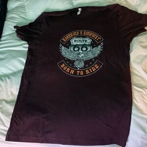 Men size large t-shirt new “American Highway born to ride” soft 100% cotton